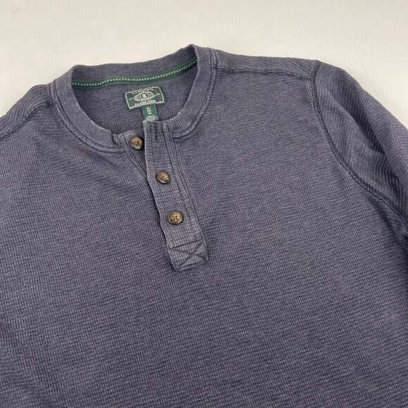 GH Bass Henley Waffle Knit Shirt Men’s XL Long Sleeve Thermal Cotton Blend Gray - Picture 1 of 9